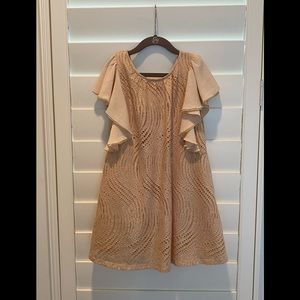 Idol Mind Gold Dress w/ Ruffle Sleeves